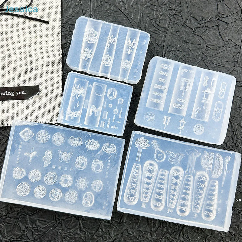 ♥ 3D سيليكون مسمار الفن العفن لوتس فانوس ذهبية لوحة مشبك نحت قالب DIY تصميم مانيكير سحر ديكور #5