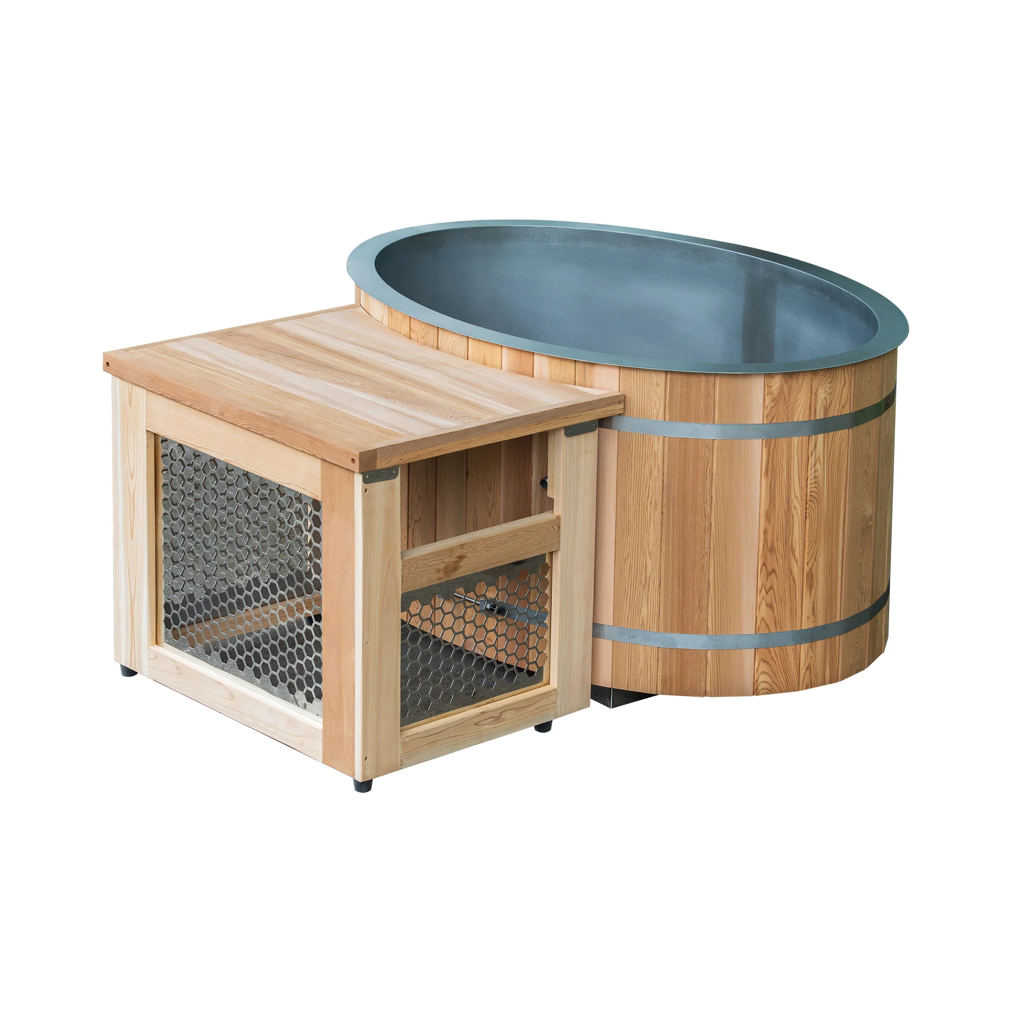 New Sports Recovery Ice Bath Wooden Tubs Cold Plunge Wooden Tub with Stainless Steel Liner for Indoor and Outdoor Ice Bath Tub