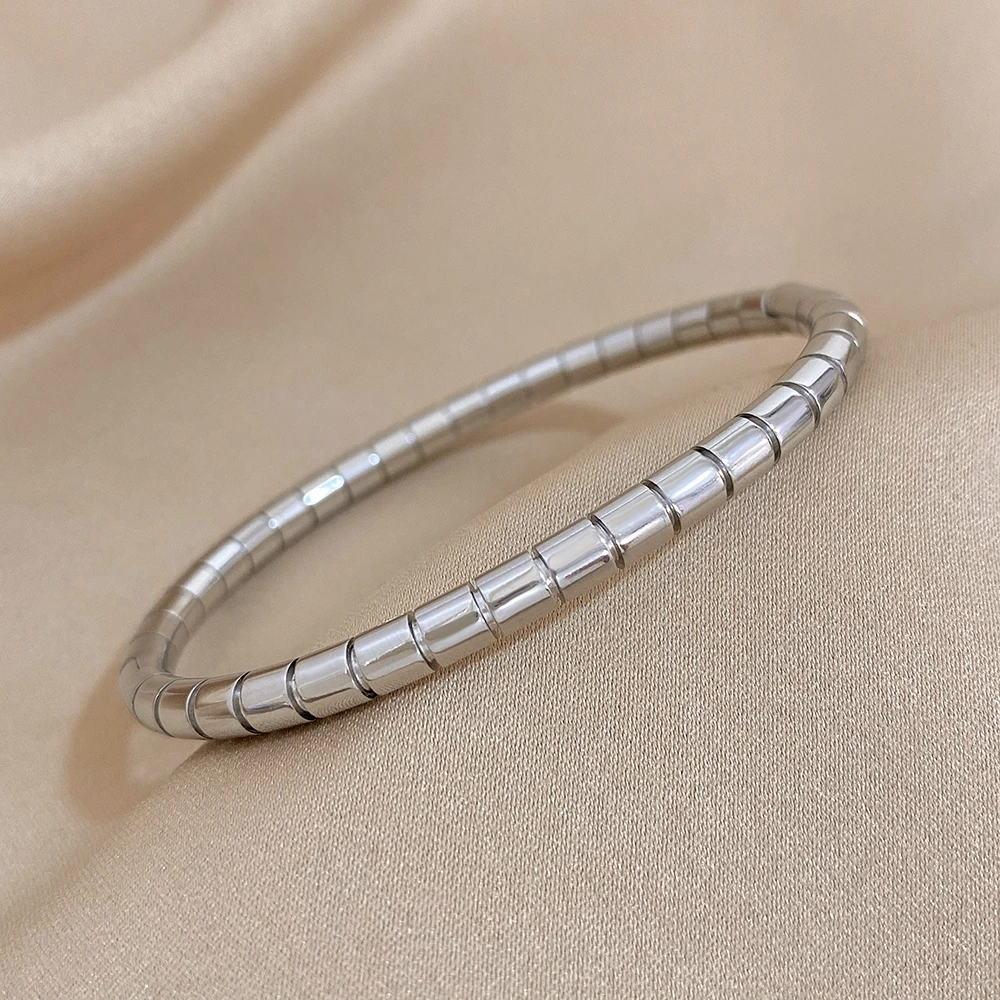 Greatera Creative Stainless Steel Snake Bone Bangles Bracelets for Women 18K Gold Plated Metal Bracelet Waterproof Jewelry 2024