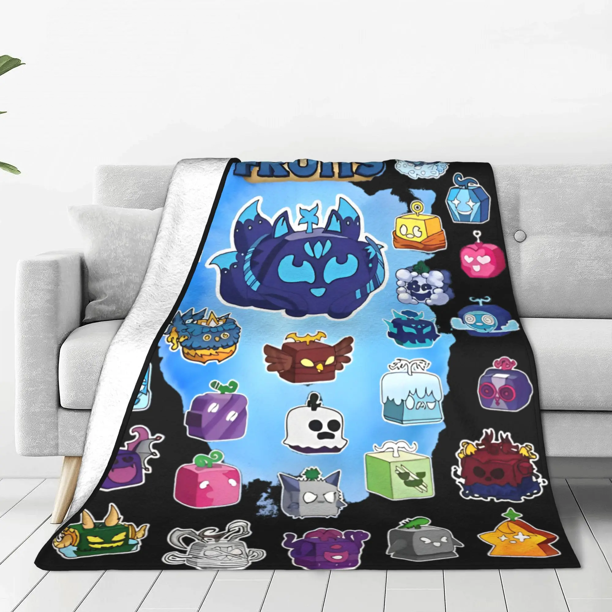 Kitsune   Block Fruits All B-blox fruits Flannel Throw Blanket  Blanket for Bedding Outdoor Soft Quilt