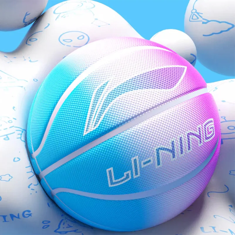 كرة السلة Li-Ning LBQK757 قوس قزح متدرج مقاوم للاهتراء في الهواء الطلق كرة تدريب للشباب للمراهقين والأولاد والأطفال ﻿