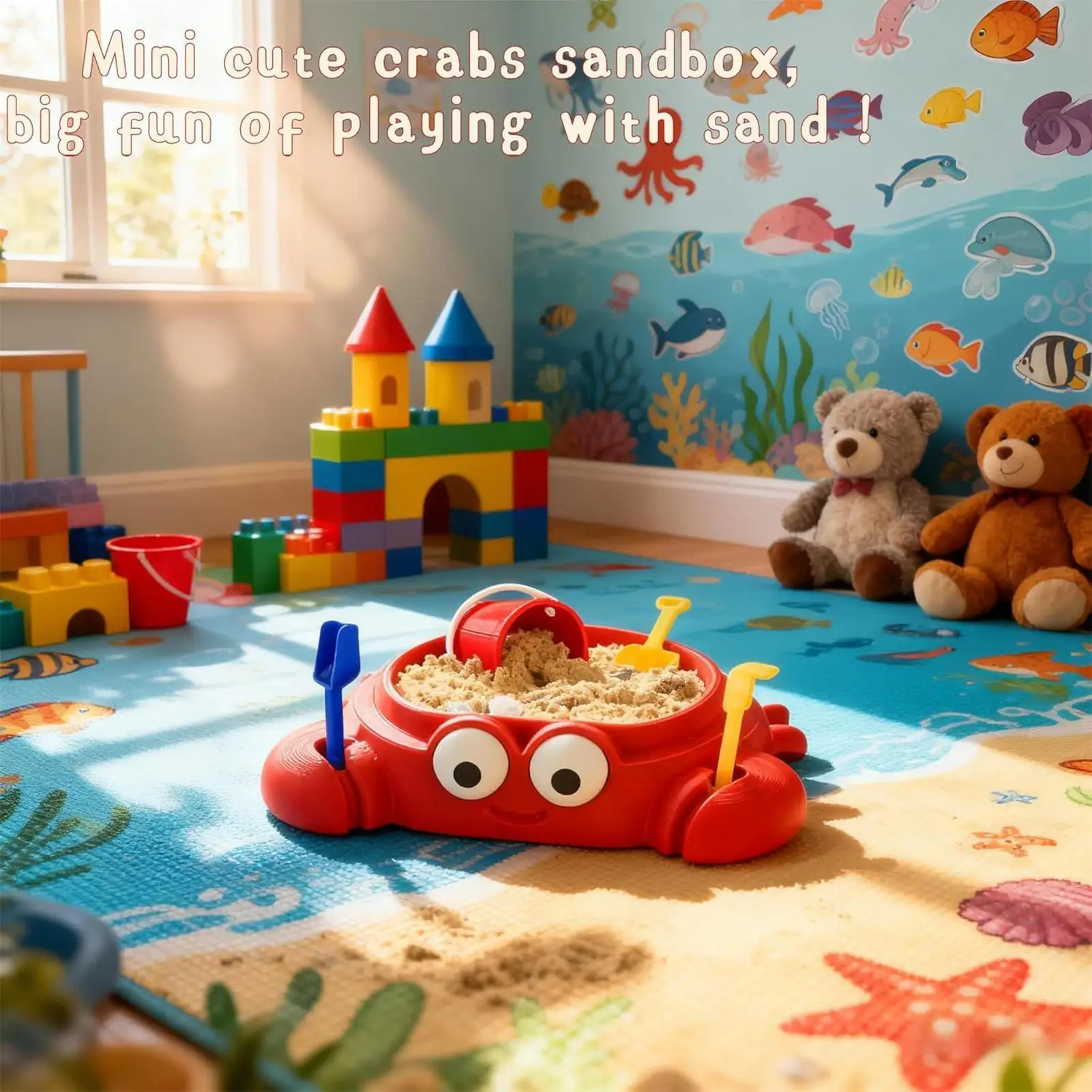 صندوق رمل صغير على شكل سرطان البحر انتزاع اللعب صندوق رمل حفار المنتزع الكبار مخلب السلطعون مخالب الشاطئ البلاستيك شاطئ البحر الكبار مجموعة الرمال الحسية #3