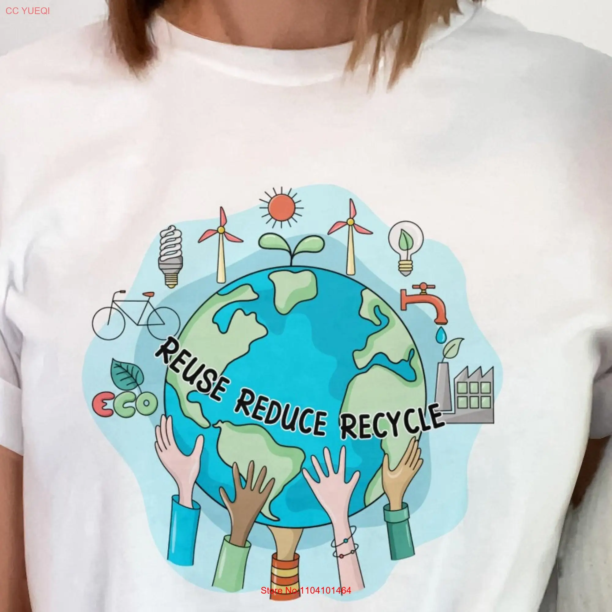 Reuse Reduce Recycle T Shirt Environmental s Crisis Activism Climate Change Nature Lover Earth Day long or short sleeves