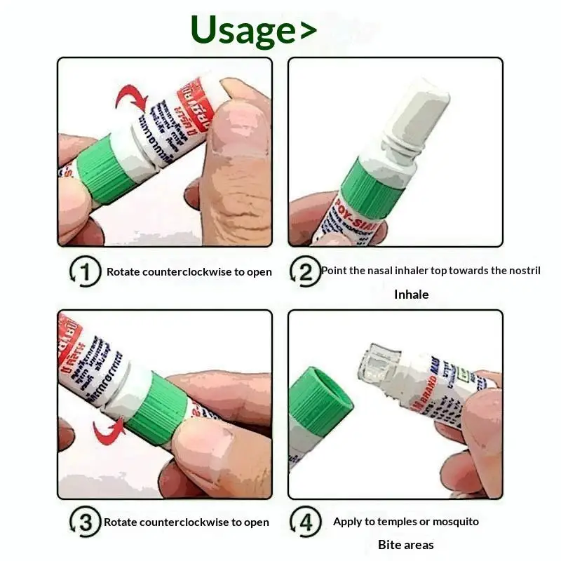Mint Nasal Inhaler Refreshing Stick 1/3Pcs Natural Essential Oil Portable for Nasal Congestion Fatigue Relief