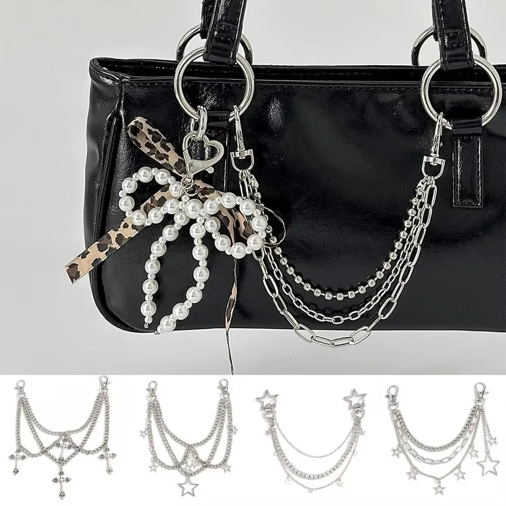 Y2k Style Multi-layer Bag Chain Metal Star Pearl Handbag Charm Bag Accessories DIY Acrylic Beaded Keychain