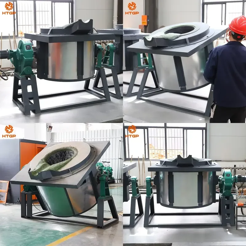 2026 Hot HTGP Hydraulic Tilting Industrial Machine Casting Brass Smelting Scrap Copper Aluminum Igbt Induction Melting