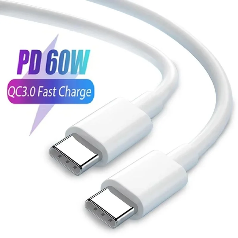 USB Type C To USB C Quick Charger Cable 60W PD Fast Charging Charger Data Cable For iPhone Macbook Laptops iPad Type C USB Cable