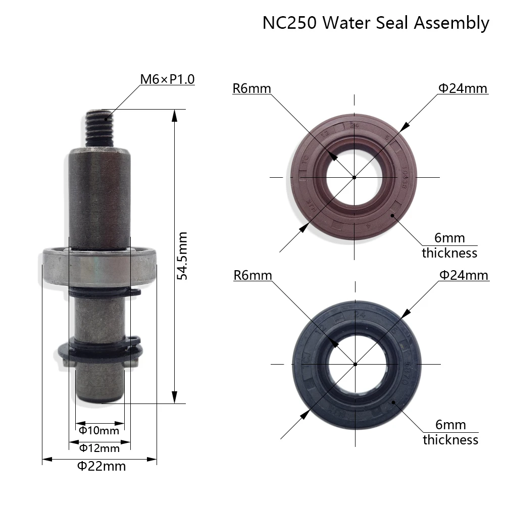 For NC250 NC450 Water Pump Seal Kit Impeller Shaft Seal Oil Seal Mechanical Seal ZONGSHEN KAYO Motorcycle Mechanical Seal ASS