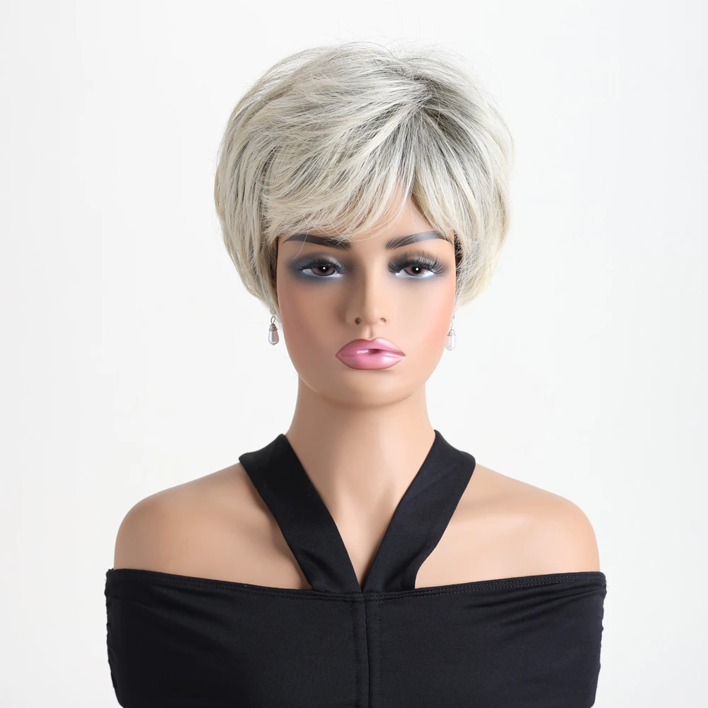 Ladies Fashion Fluffy Short Curly Wig Mixed Color 10 Inches Synthetic Fiber Wig With Side Bangs Suitable For Daily Music Festiva