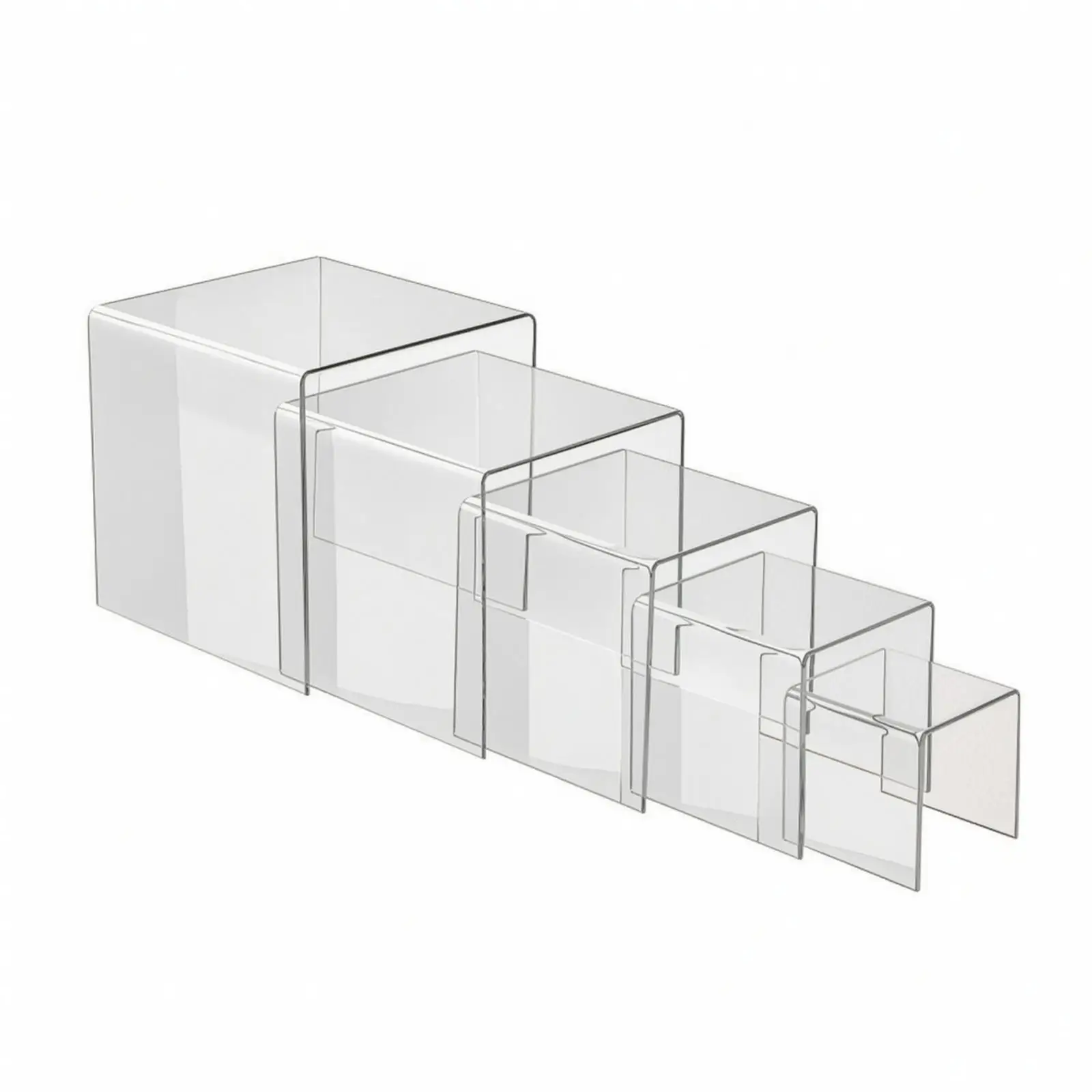 5 Pieces Acrylic Display Riser Clear Acrylic Riser with Stepped Design Display Stand with Stacked Tiers Transparent Nesting