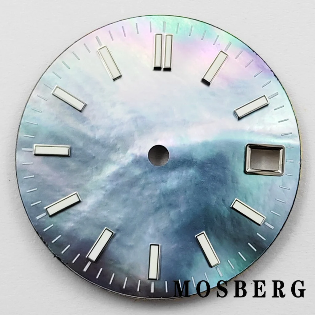 28.5mm بساط ساعة NH35 NH35A ، ساعات مضيئة باللون الأخضر والأبيض/الأزرق ، أجزاء حركة أوتوماتيكية