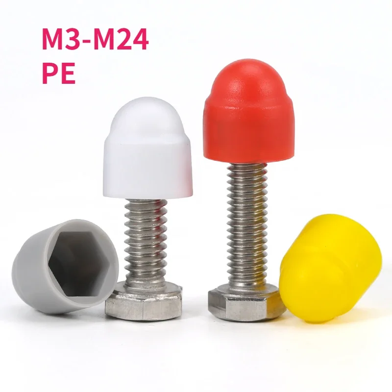 Protection Cover Hex Nut PE Protection Caps Dome Nut M3 M4 M5 M6 M8 M10 M12 M14 M16 M18 M20 M22 M24 Bolt Protective Caps