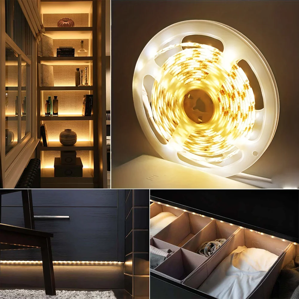 1PC 5V USB interface warm white light strip, uniform and soft brightness, suitable for mirror backlighting, cabinet, etc.