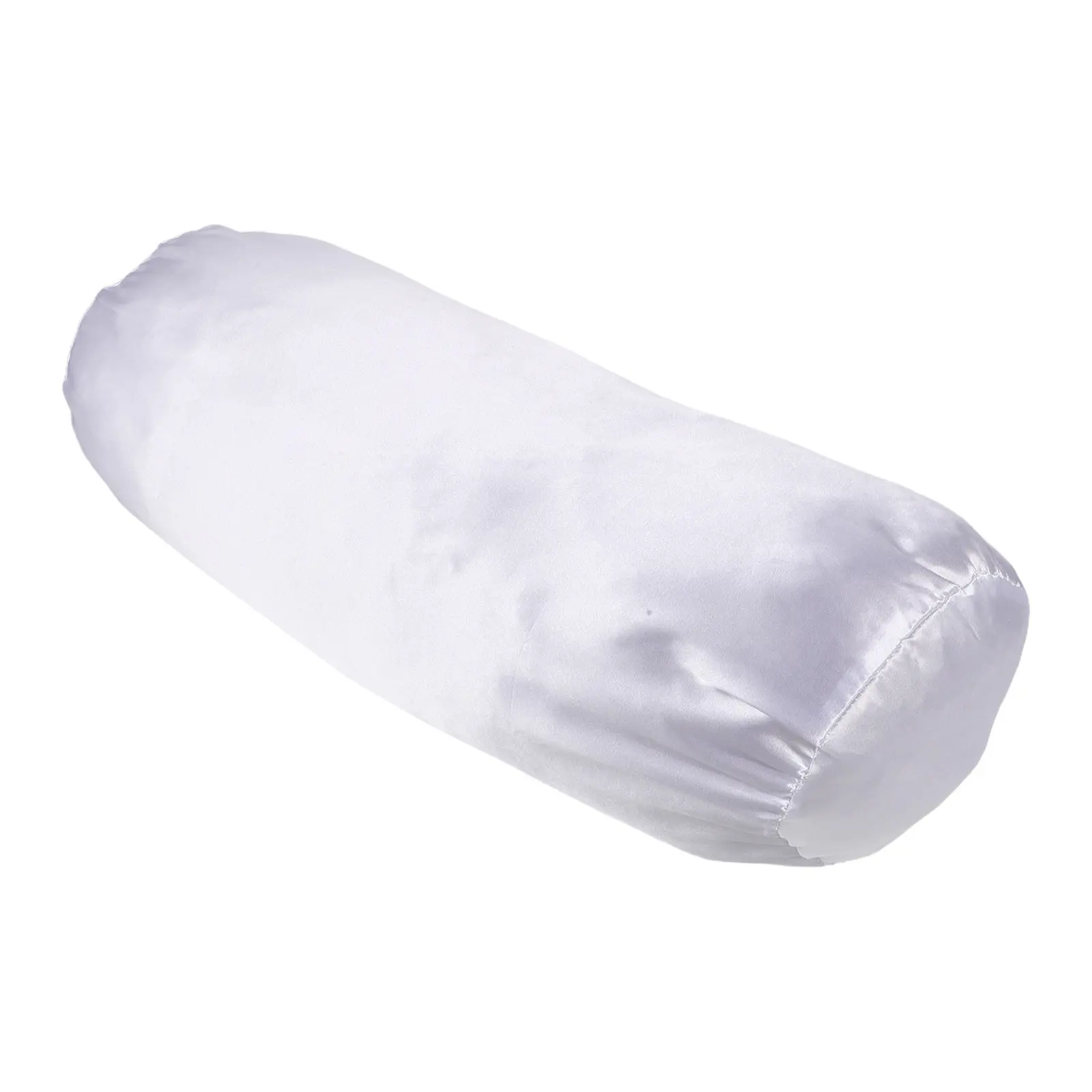 1Pack Neck Pillow Cover Simulated Silk Satin Zipper Closure Home Bedding Neck Bolster Protector White Breathable Pillowcase