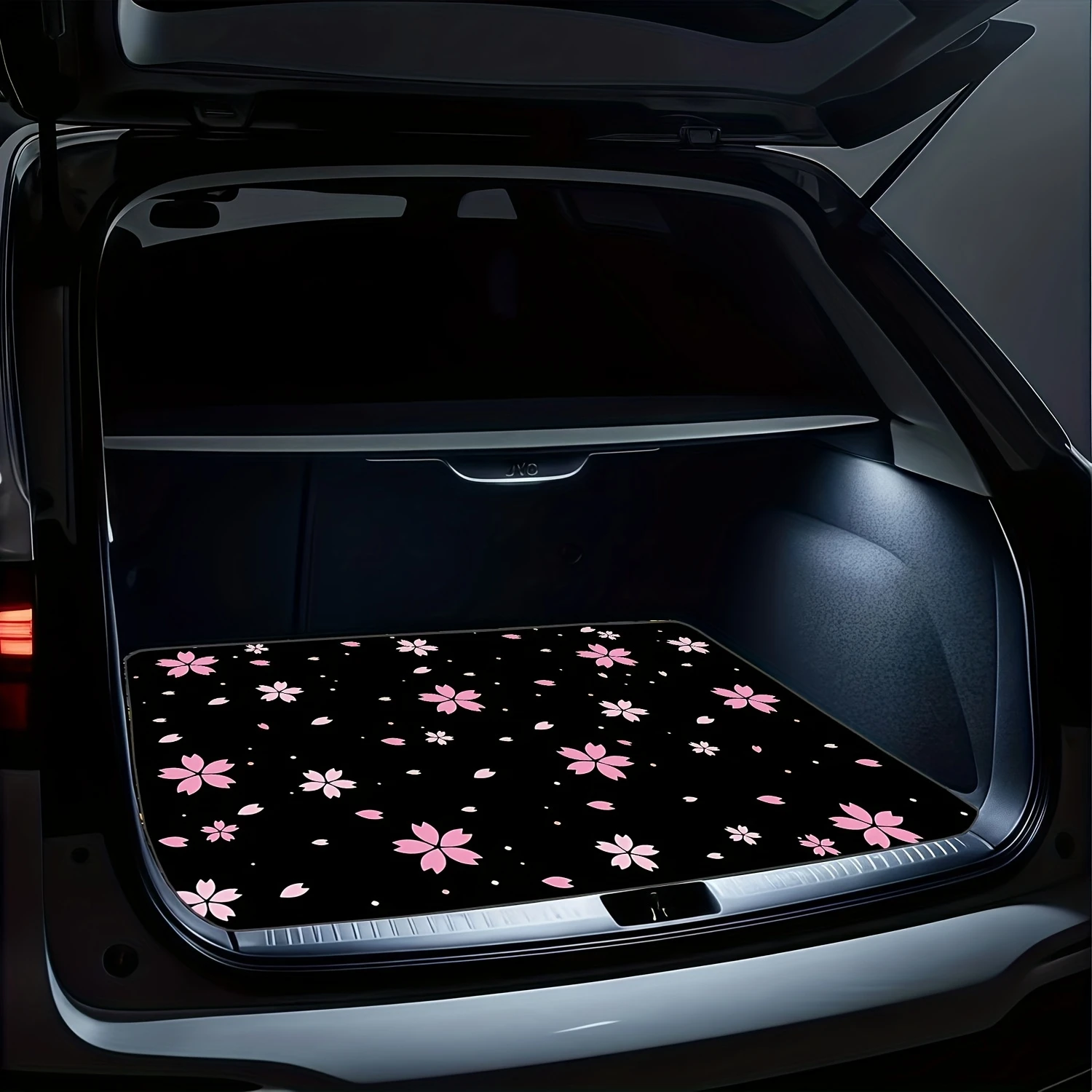 VIKAMA Japanese-Style Cherry Blossom Trunk Mat, Wear-Resistant and Stain-Resistant Car Trunk Liner, Car Decorative Mat
