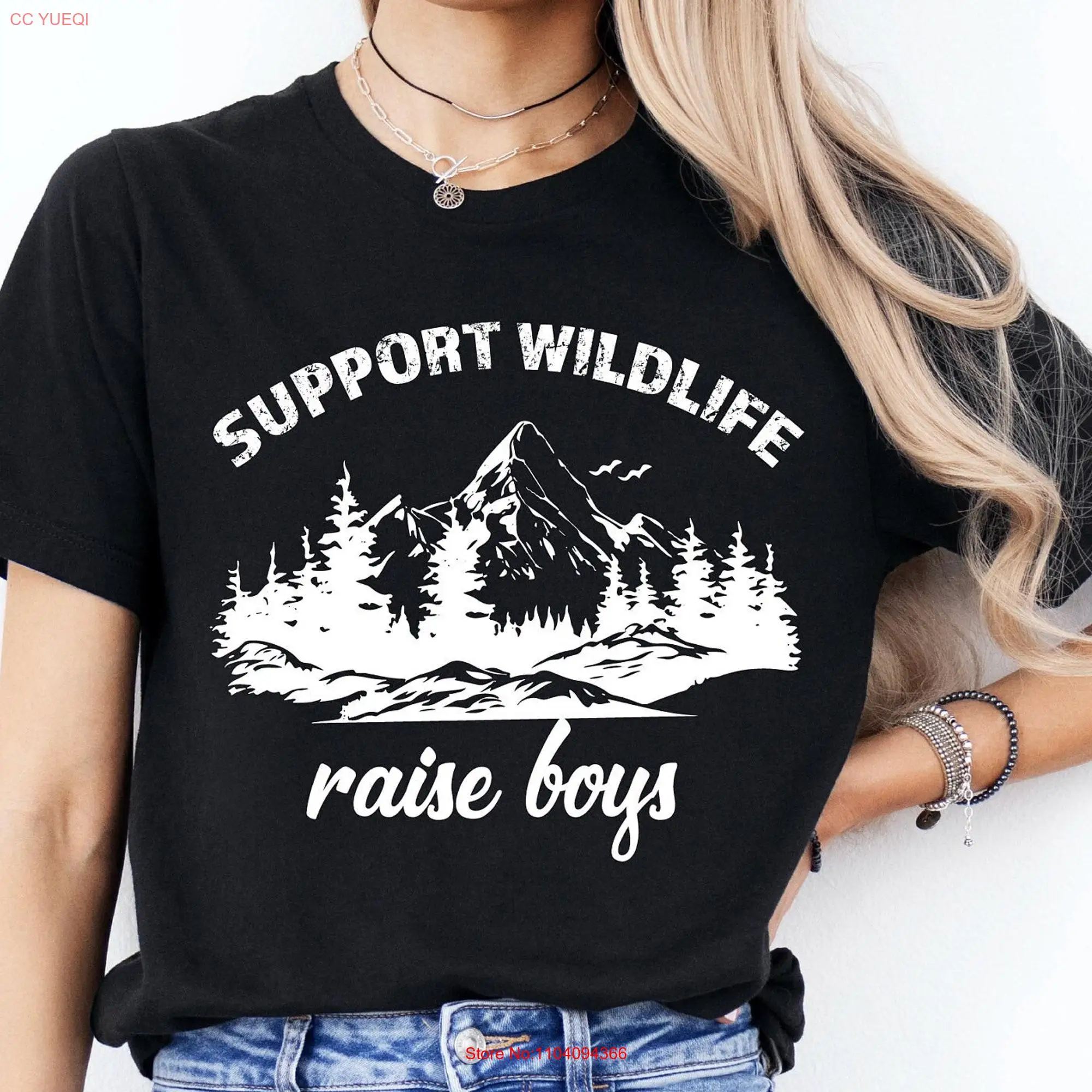 Support Wildlife Raise Boys T Shirt Mom of Funny Mothers Day New Boy Mama Life Birthday long or short sleeves