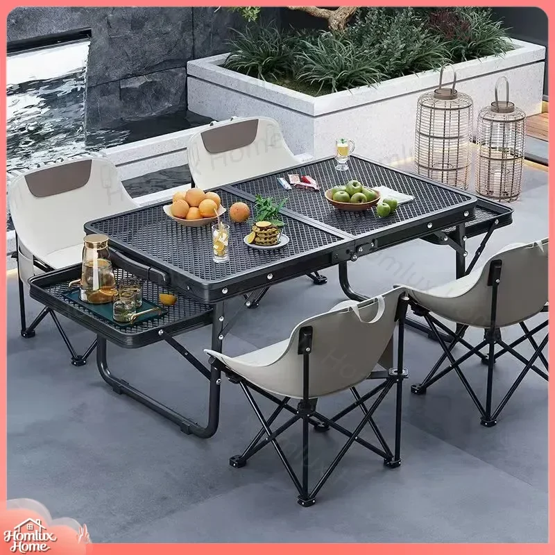 for Outdoor Folding Table Camping Multifunctional Iron Mesh BBQ Portable Picnic Aluminum Alloy Stall Desk