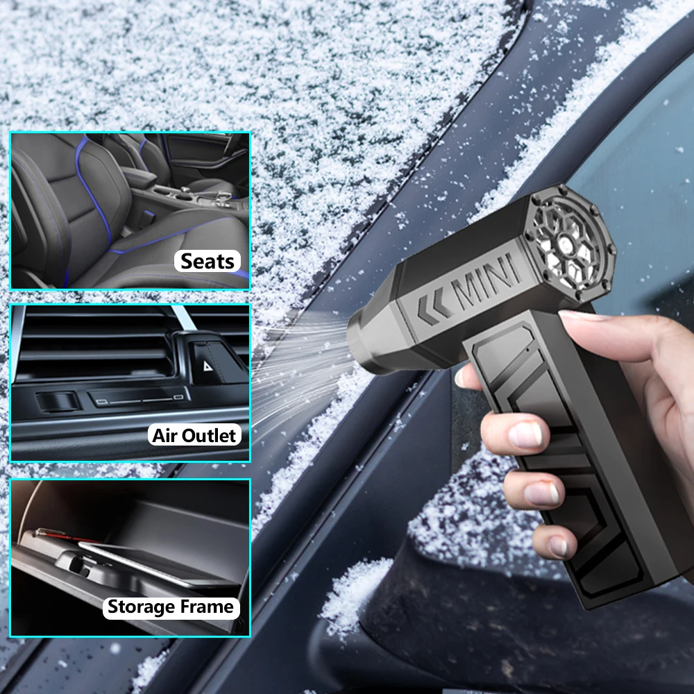 Soplador Turbo, ventilador de chorro tipo C, plumero de aire eléctrico para coche, soplado de nieve, 130000RPM, herramienta de soplador de limpieza, 4 engranajes ajustables