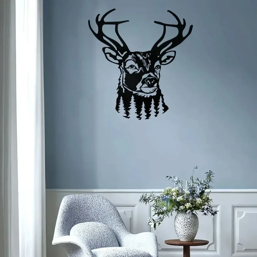 Splendid Deer & Woodland Cabin Metal Wall Decor – Majestic Iron Deer Rustic Ornament. Grandly Crafted Iron Wall Adornments