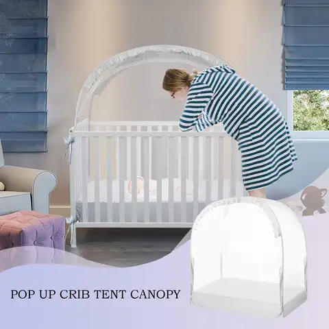Indoor Pop Up Mosquito Net Bed Tent Canopy for Home Crib Cover to Keep Baby from Climbing out Breathable Mesh