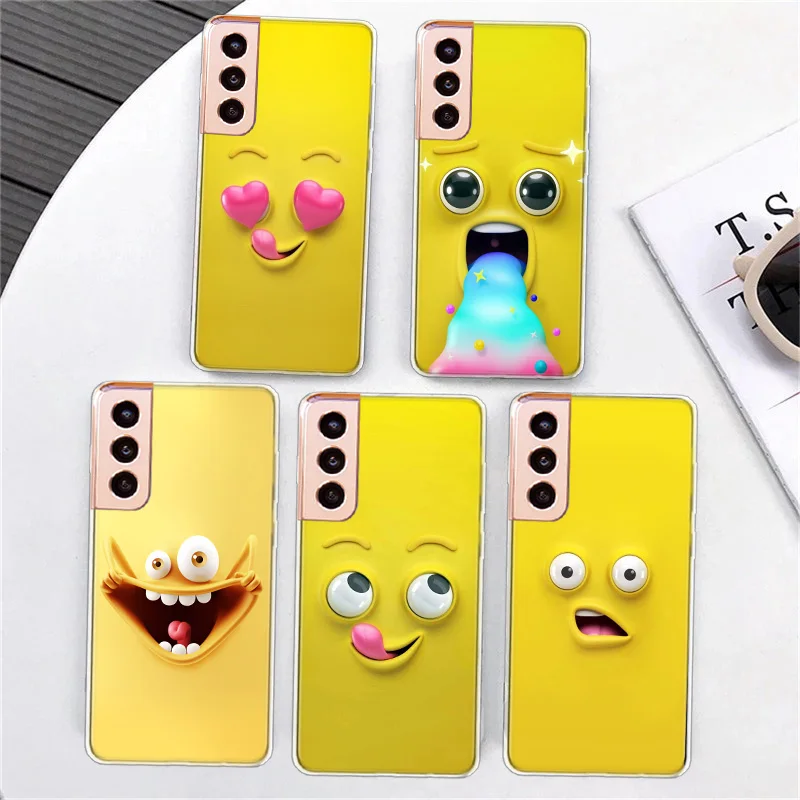 Funny Face Yellow Soft Phone Case For Samsung A34 A54 Galaxy A02S A12 A22 A32 A42 A52 A52S A72 A71 A51 5G A41 A31 A21S A11 A01 M