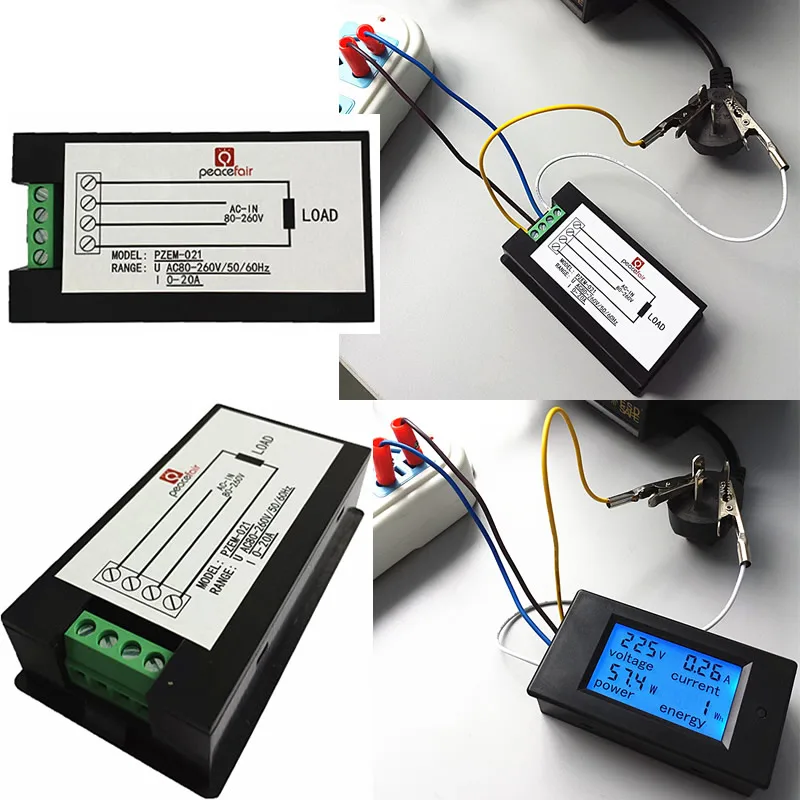 20A AC 80-260V 0-100A DC Cyfrowy wyświetlacz LED Woltomierz Amperomierz Watomierz Miernik energii 12V 24V 110V 220V Tester napięcia