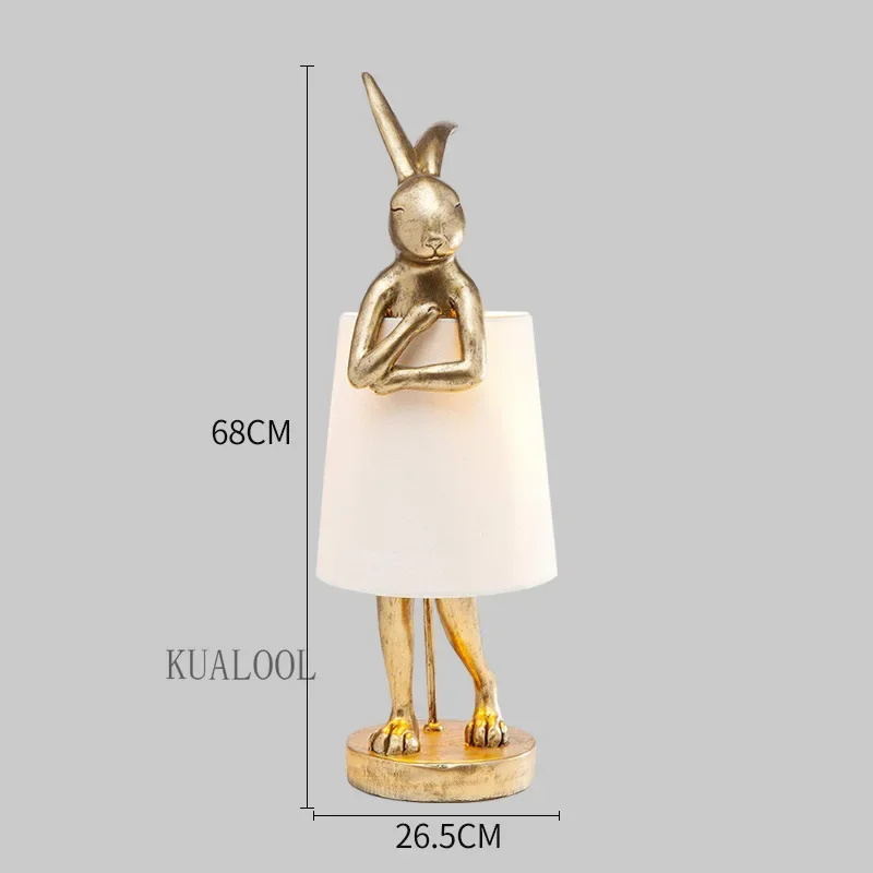 Nordic Shy Rabbit Table Lamp Upright Standing Desk Lamp Resin Animal Lamp for Living Room Bedroom Table Light Art Decor Lighting