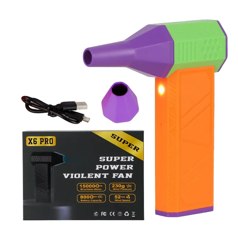 

X6 Violent Turbo Fan with Light High Speed Hurricane Mini Fan 130,000 Outdoor Handheld Portable Hair Dryer 230g or More