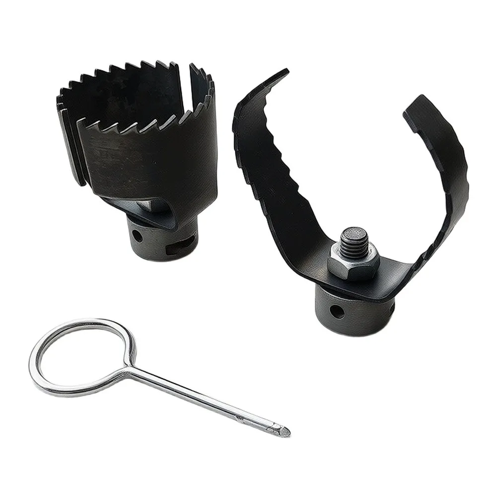 2 Pcs Steel Drain Auger Heads With Wrench For Pipe Cleaning Sewer Rod Attachment Set H'eavy Duty Plumbing Tool
