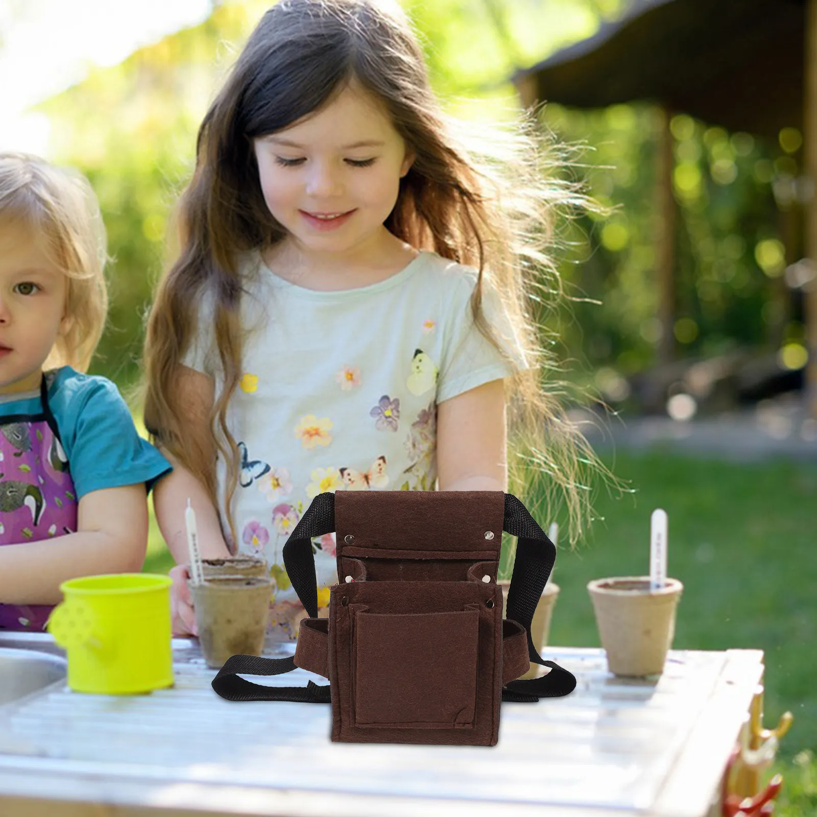 Kids Gardening Tool Set Belt Storage Bag Portable Lightweight Easy Organization Adjustable Waist Belt for Outdoor Digging Play