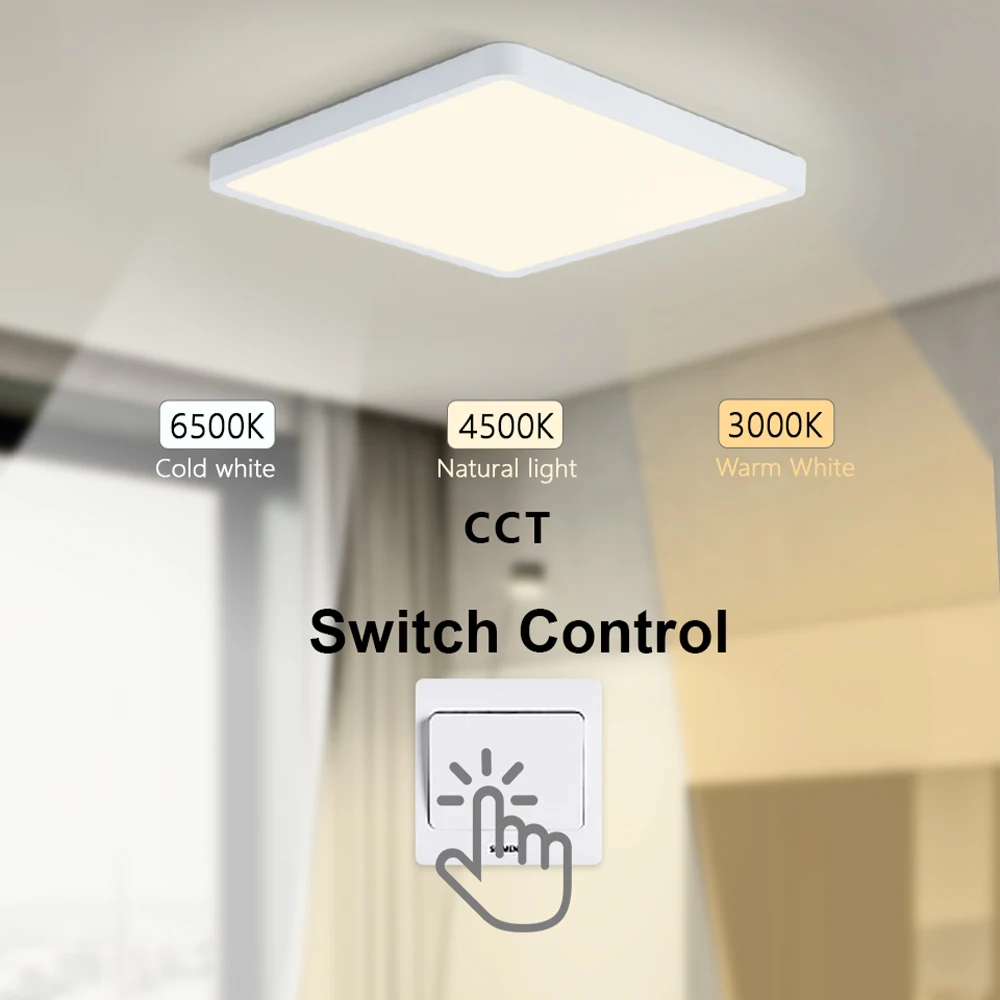 MARPOU Smart LED Ceiling Lamp Wood Grain App Voice Control Alexa/Google Remote Control Square Ceiling Lights Living Room CCT