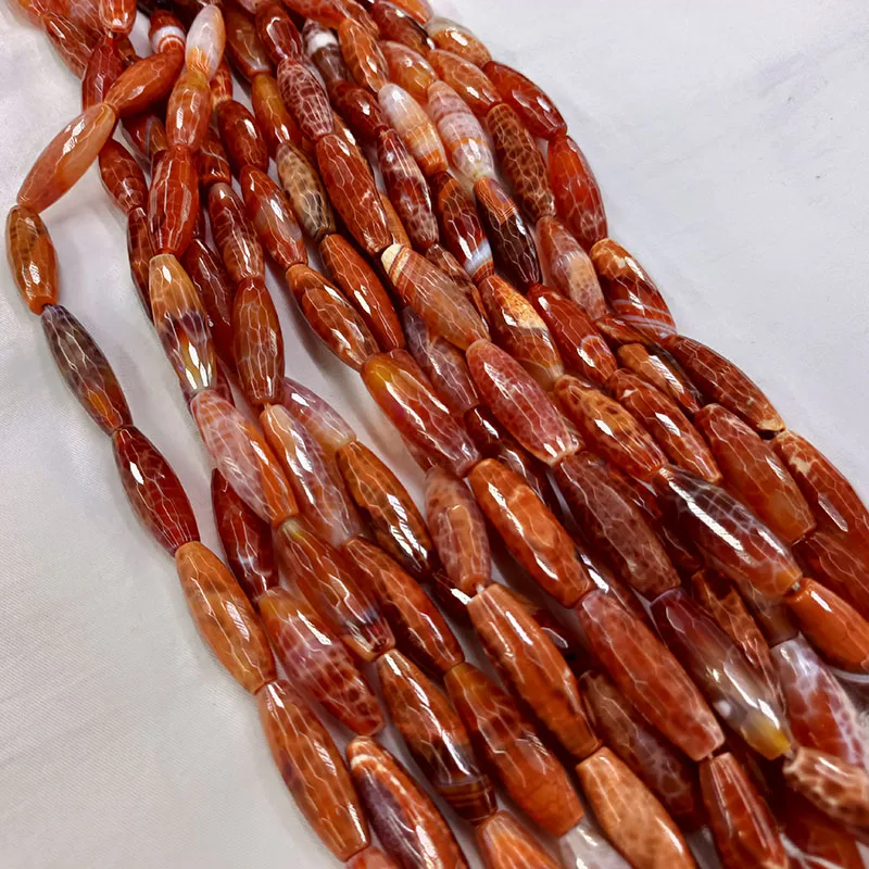 

NewAgates Beads Red Green Blue Column Oval Agates Natural Stone Spacer Beads for DIY Women Men Necklace Bracelet Jewelry Making