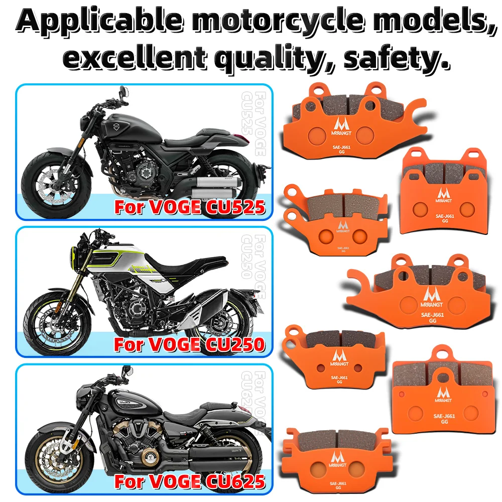 MRRANGT Motorcycle Front Rear Low Noise Ceramic Brake Pads Set Fit For VOGE CU625 CU525 LX250T 200AC CU250 Q250 LX200 200R parts