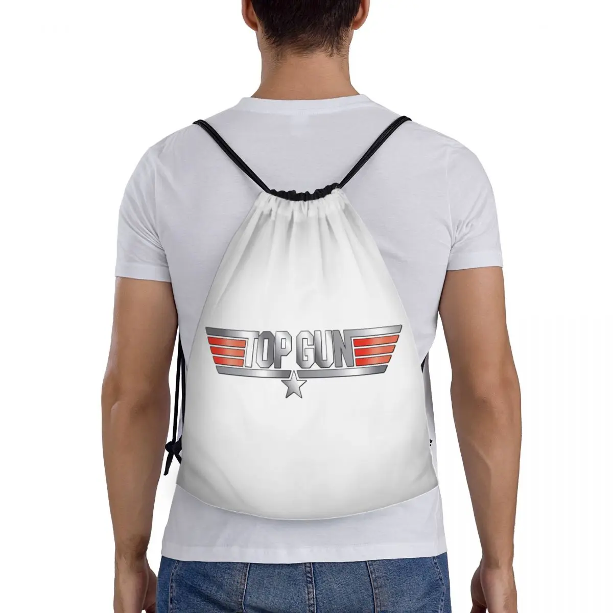 Custom Tom Cruise Maverick Film Top Gun Drawstring Bag para Treinamento Yoga Mochilas Mulheres Homens Esportes Ginásio Sackpack