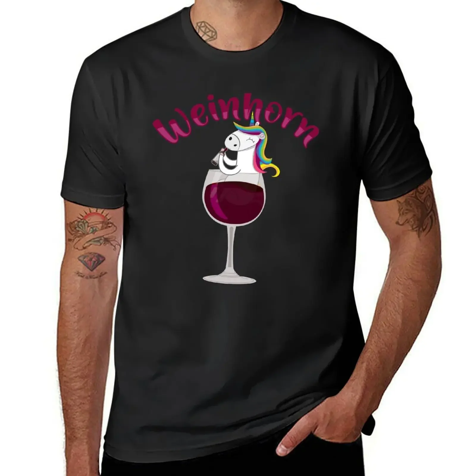 Unicorn drinks wine Weinhorn wine lover wine festival design T-Shirt oversized graphic tee men t shirts