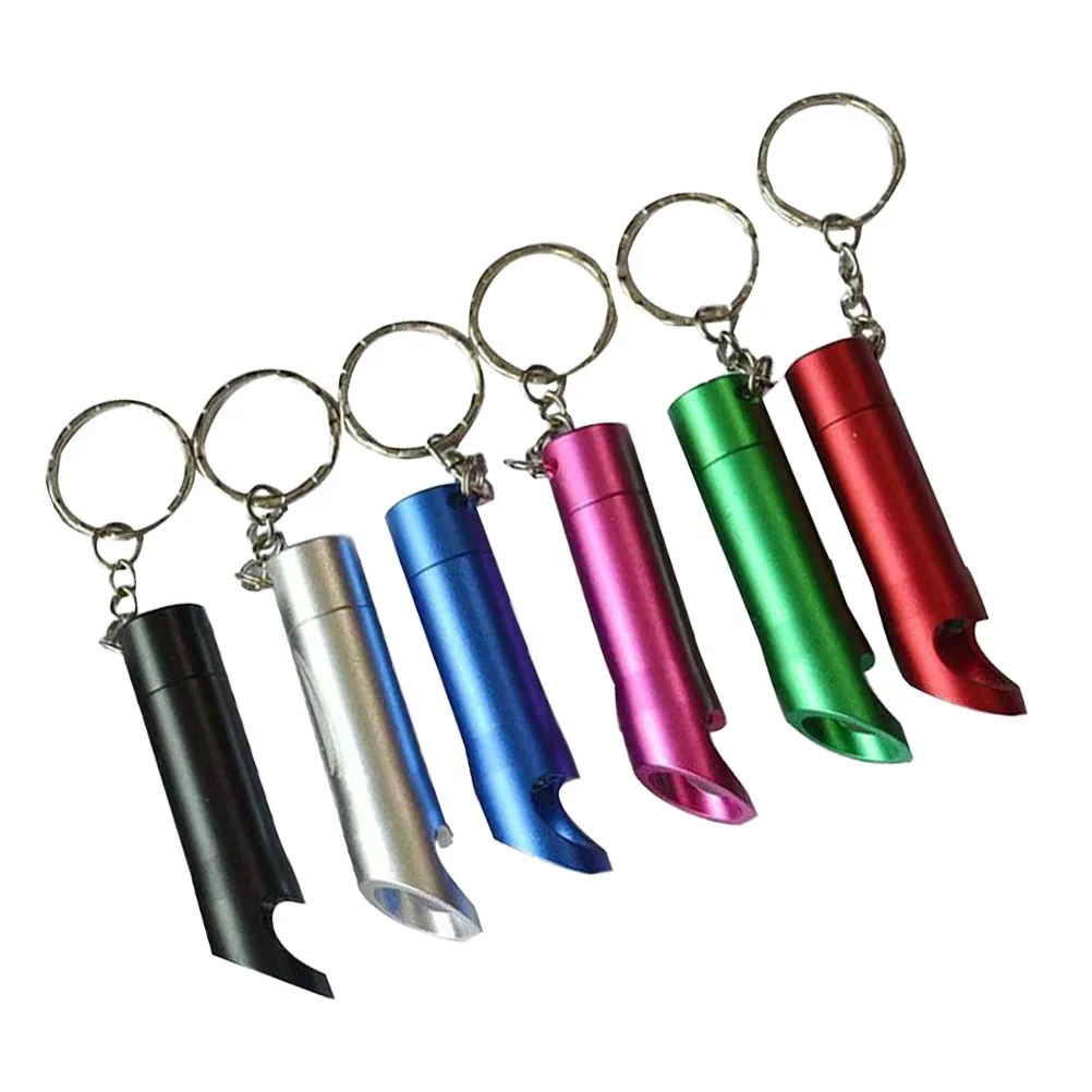 6Pcs Mini LED Torch Keychains Bottle Opener Stylish Compact Flashlight Key Holder Key Decoration for Backpack Keys Mixed Color