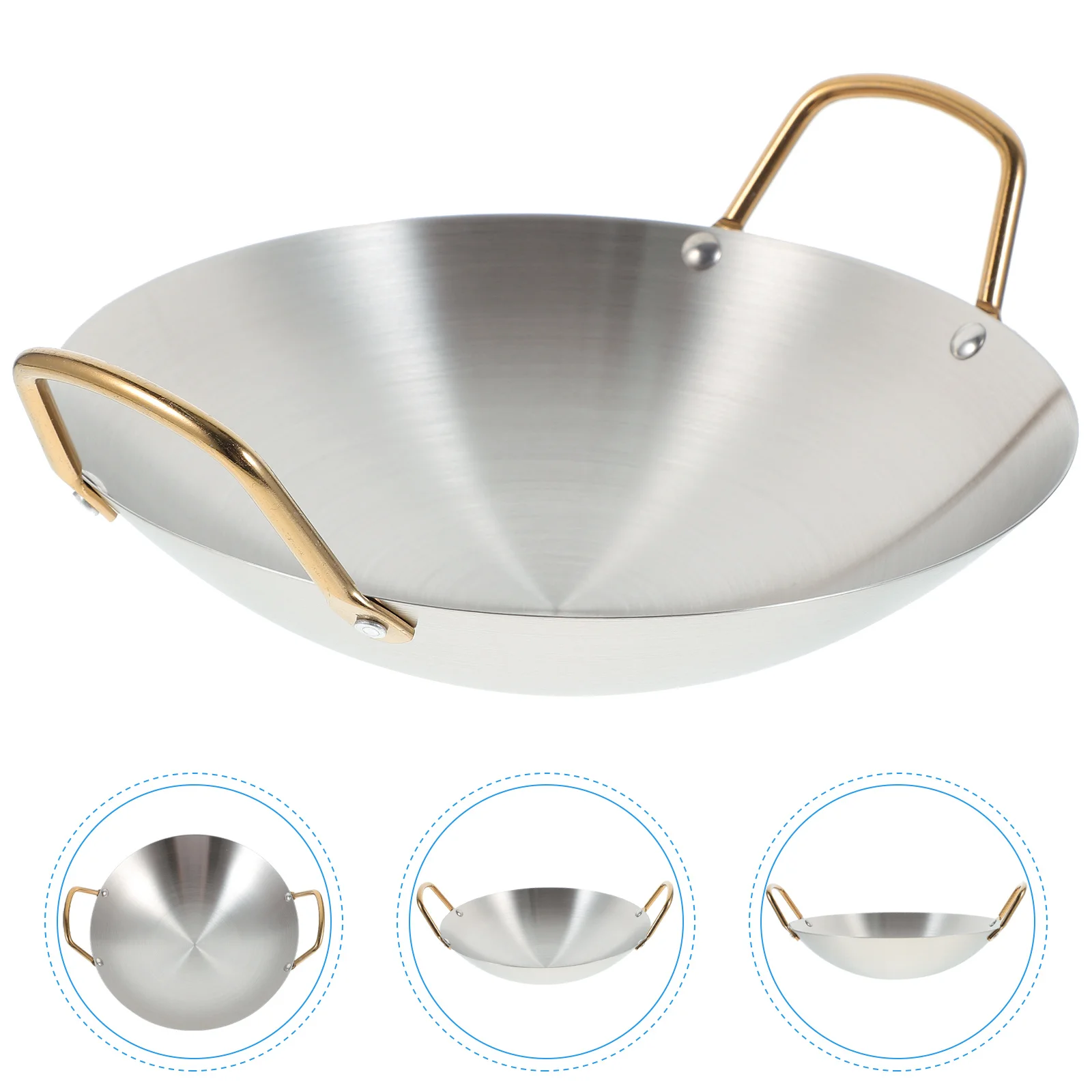 

Household Stainless Steel Double Handle Nonstick Hot Pot Cooking Pan Round Kitchen Pot Cooking Utensil