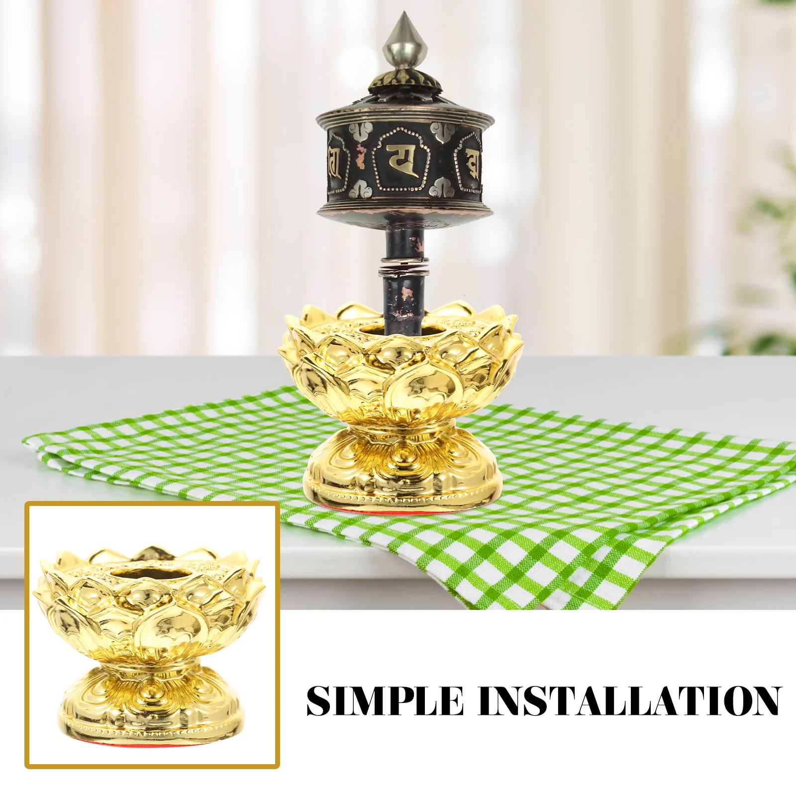 

Smooth Hand Feeling Stand Prayer Wheel Base Support Statue Excellent Craftsmanship Resin Held