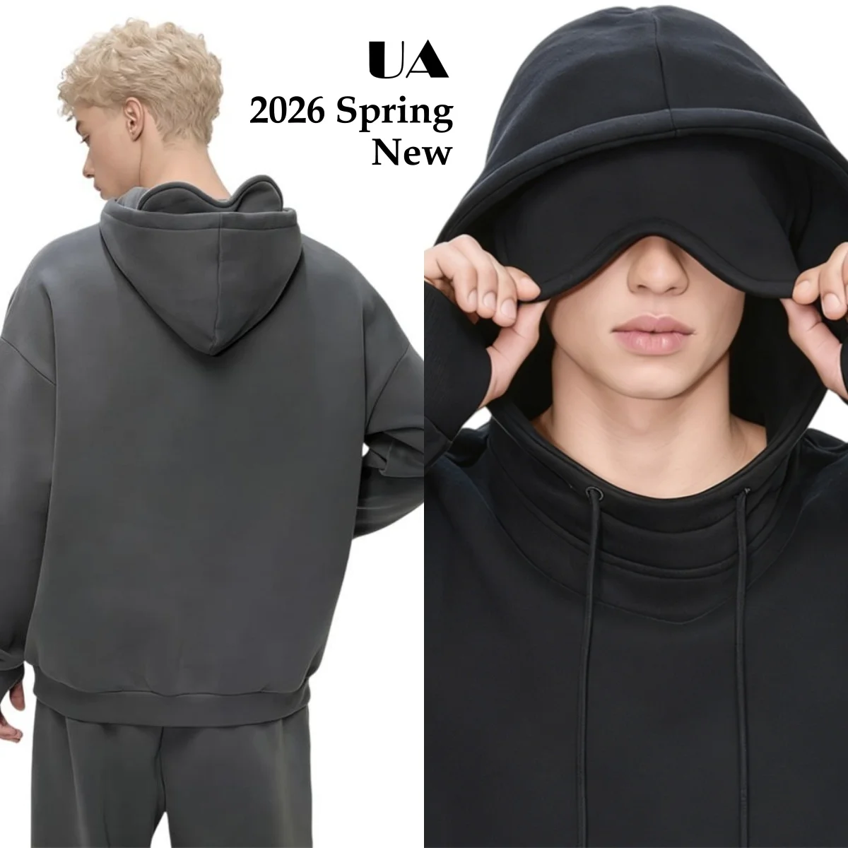 

ULBYANRY 2026 Весенние Новые Плюшевые Худи с Маской для Глаз, Модная Толстовка с Капюшоном, Теплая Уютная Универсальная Свободная Толстовка для Поездок на Работу