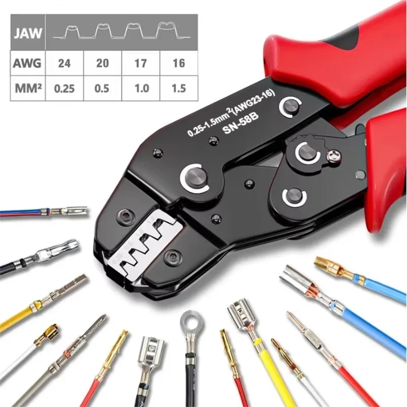 Vielseitiges Ratschen-Crimpwerkzeug-Set für offene Kabelschuhe, einschließlich Dupont-, Molex-, JST-, TE- und SATA-Steckverbinder – Detail 5