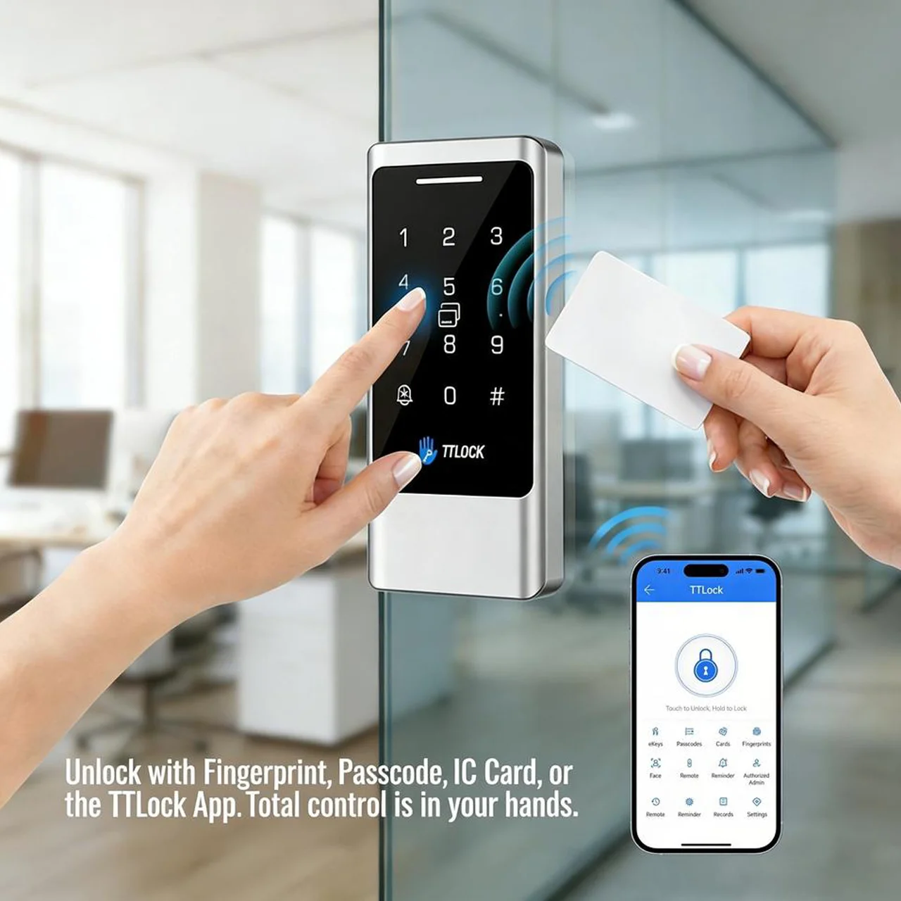 TTLock Bluetooth Smart Access Control 1000 Users IC Card NFC Touch Keypad IP66 Waterproof Outdoor Security System Metal Case