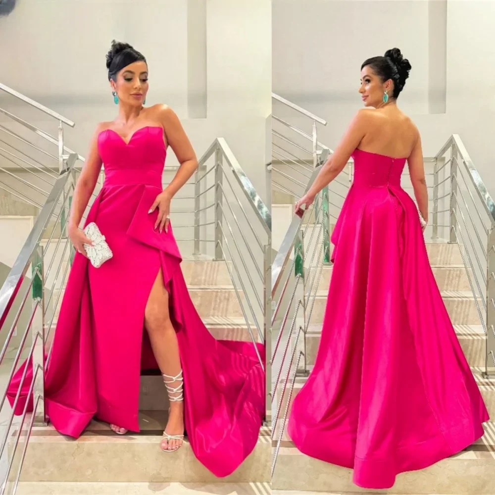 

Customized Evening Dress Party Occasion Women Formal YPMWZX Sweetheart A-line Floor Length Skirts Ribbon Bespoke