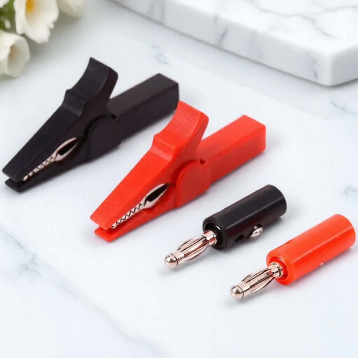 Alligator Clips Banana Plug Test Probes 55mm 4pcs Set 4mm Cable Clips Red Black Accessories