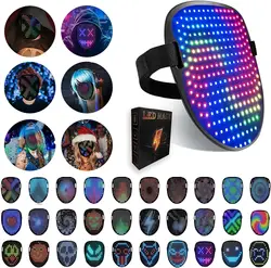 MEGOO Led Mask with Gesture Sensing Transforming,Light Up Luminous Digital Glow Mask for Halloween Rave Dj Party Masquerade