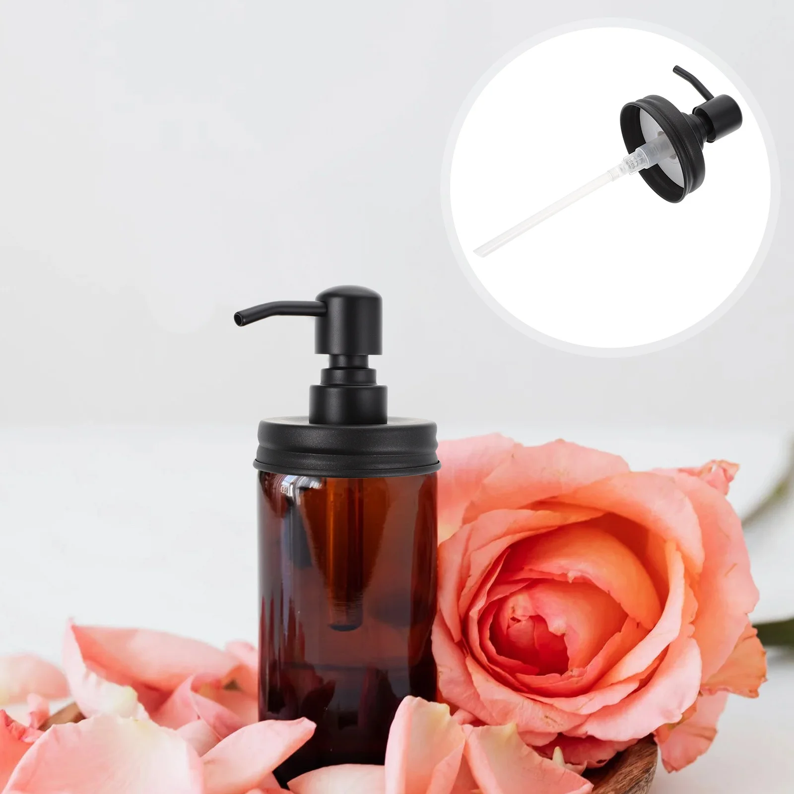 

Stainless Steel Soap Pump Head Durable Elegant for Bathroom Kitchen Regular Mouth Jar Creative Design Replacement