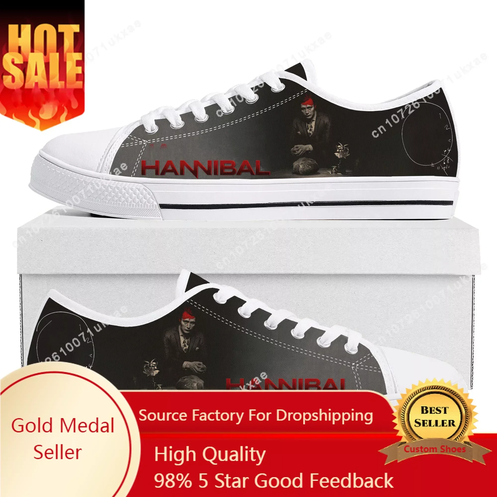 Hannibal Low Top Sneakers Mens Womens Teenager High Quality Mads Mikkelsen Canvas Sneaker couple Casual Shoes Custom Made Shoe