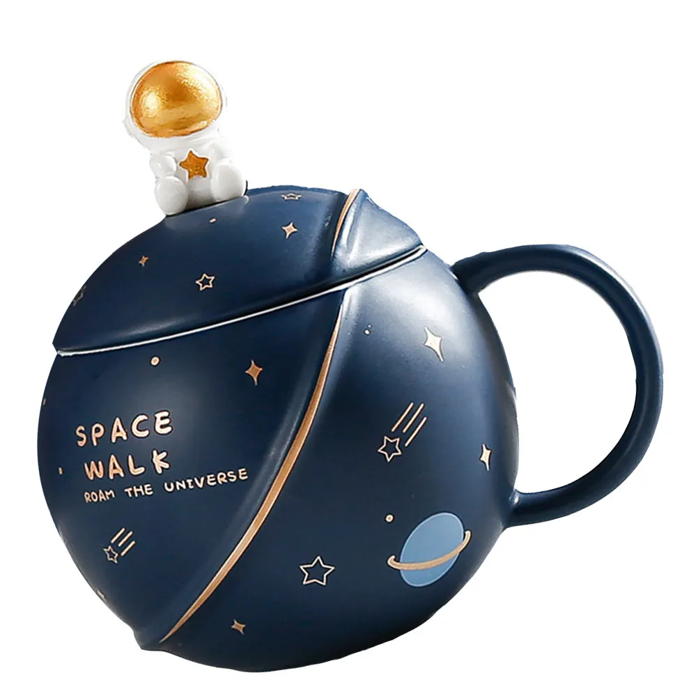 1Set Premium Ceramic Astronaut Mug Heat Resistant Water Cup Multi Functional Beverage Cup for Home Office Hotel Restaurant Gift