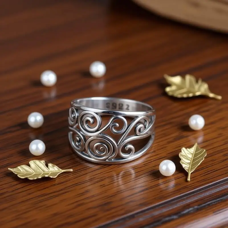Vintage 925 Sterling Silver Hollow Flower Band Finger Rings for Women Men Anniversary Party Fashion Jewelry Gifts Accessory