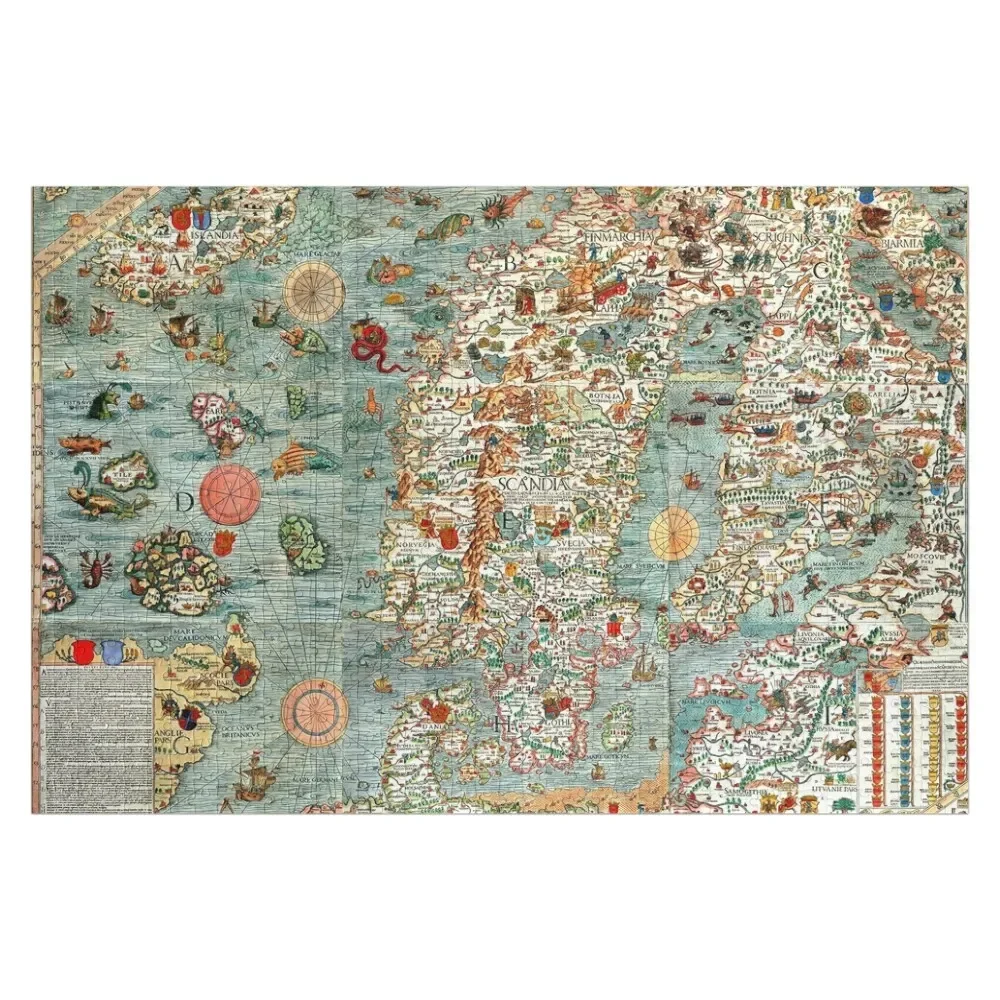 

Carta Marina, map of Scandinavia by Olaus Magnus - 1539 Jigsaw Puzzle Personalized Gifts Custom Gifts Puzzle