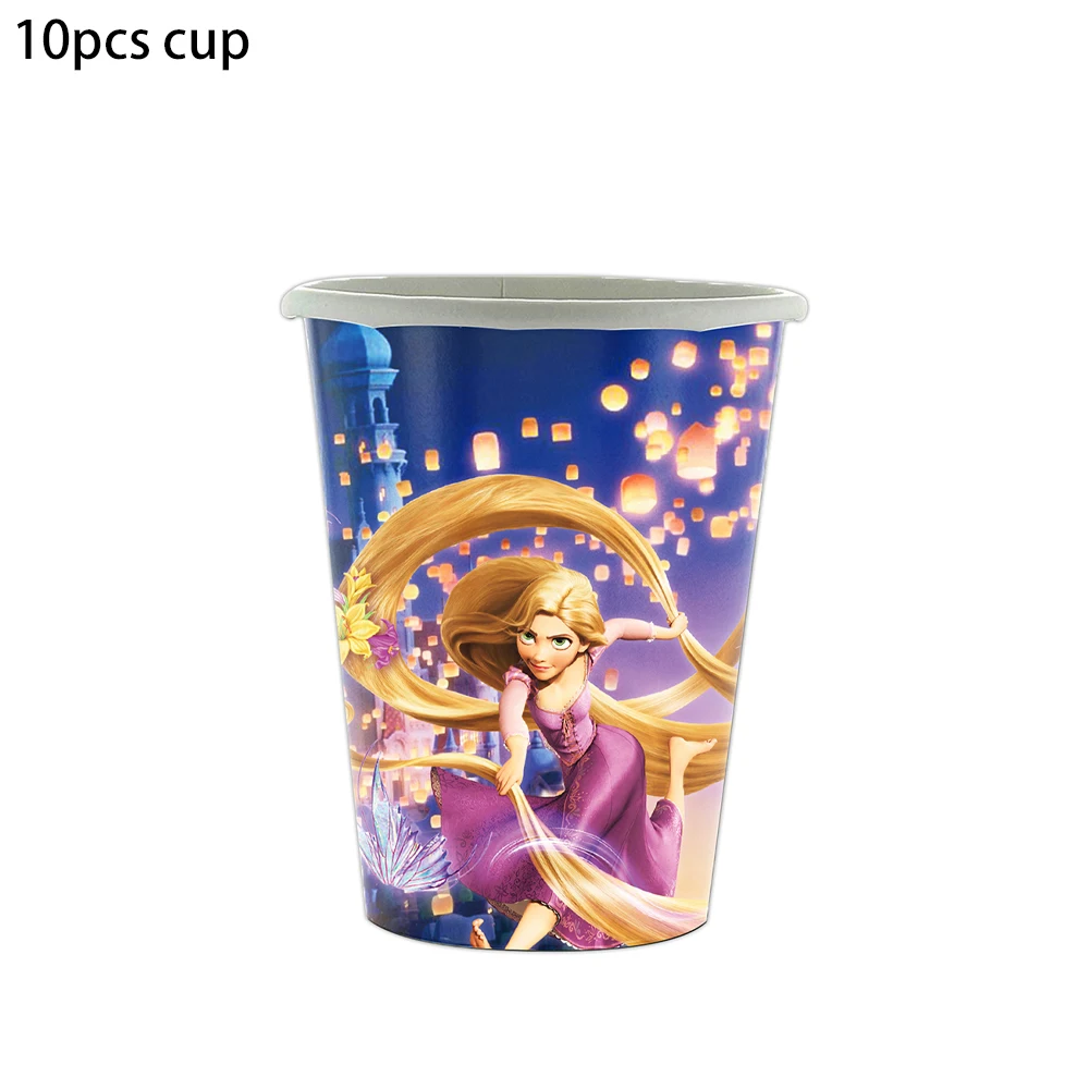 Disney Tangled Rapunzel Princess Birthday Party Disposable Tableware Cup Plate Napkin Balloons for Girls Party Decor Supplies